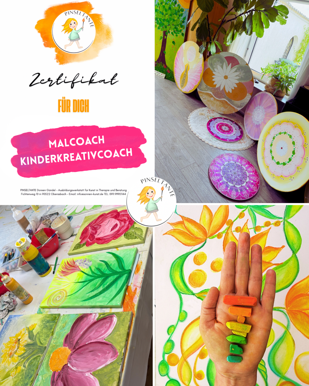 Kinderkreativcoach malt gemeinsam mit Grundschulkindern