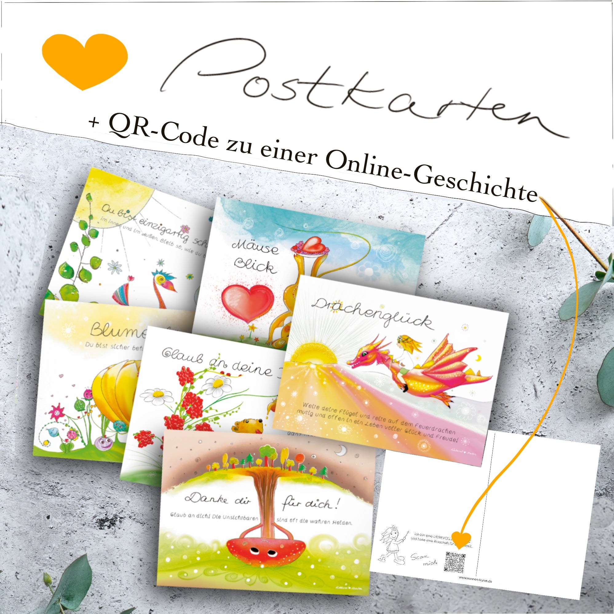 6 POSTKARTEN mit Geschichten