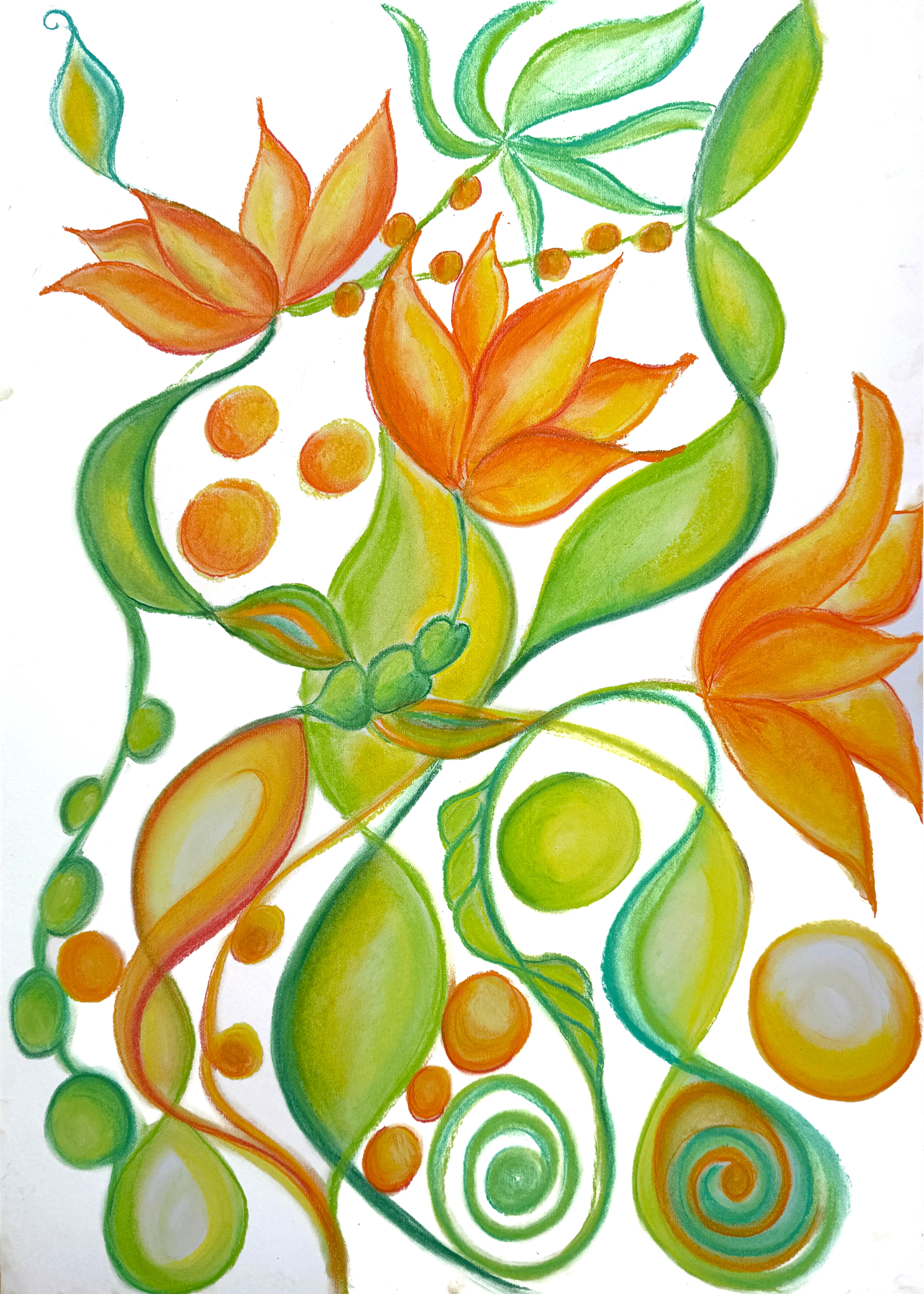 Intuitives Malen - Blumen und Blätter