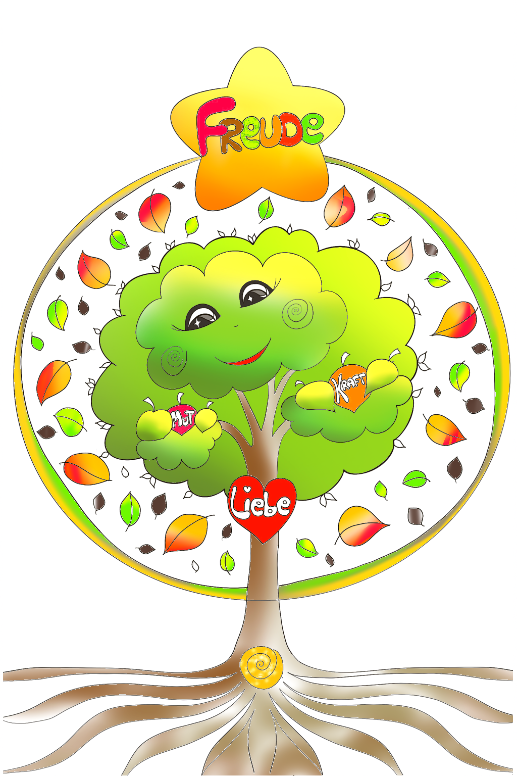 Malvorlage Baum fantasievoll für Kinder